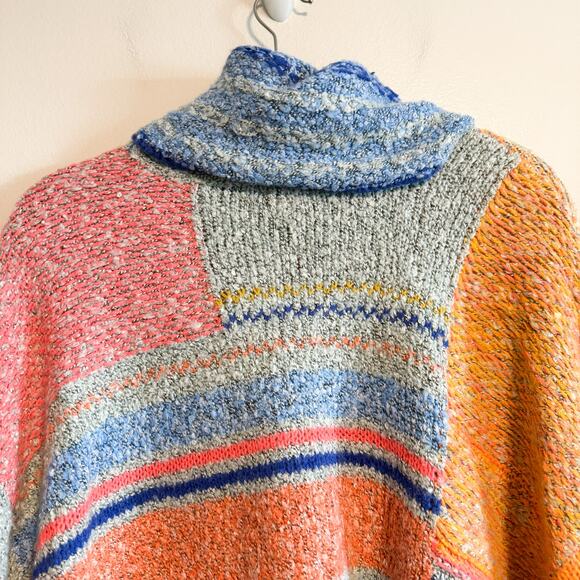 Sincerely Jules Boho Multicolor Patchwork Knit Cropped Cowl Neck Sweater Size L - Picture 8 of 12